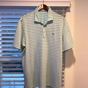 Vineyard Vines Polo - Green/White Stripe